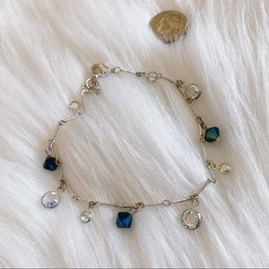 dainty blue and crystal silver bracelet